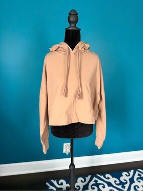 Women's Cropped Hoodie - Beige Sweatshirt